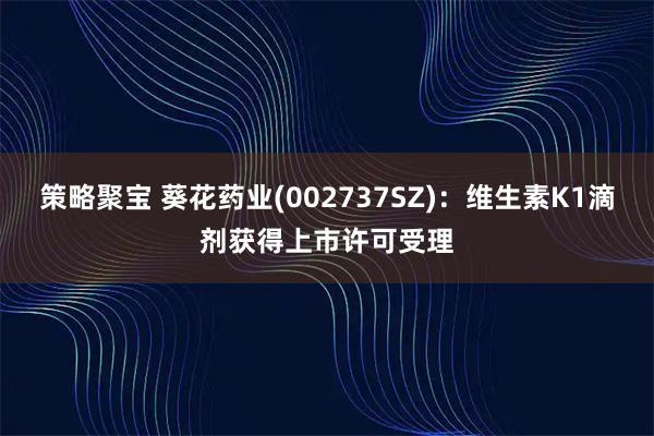 策略聚宝 葵花药业(002737SZ)：维生素K1滴剂获得上市许可受理